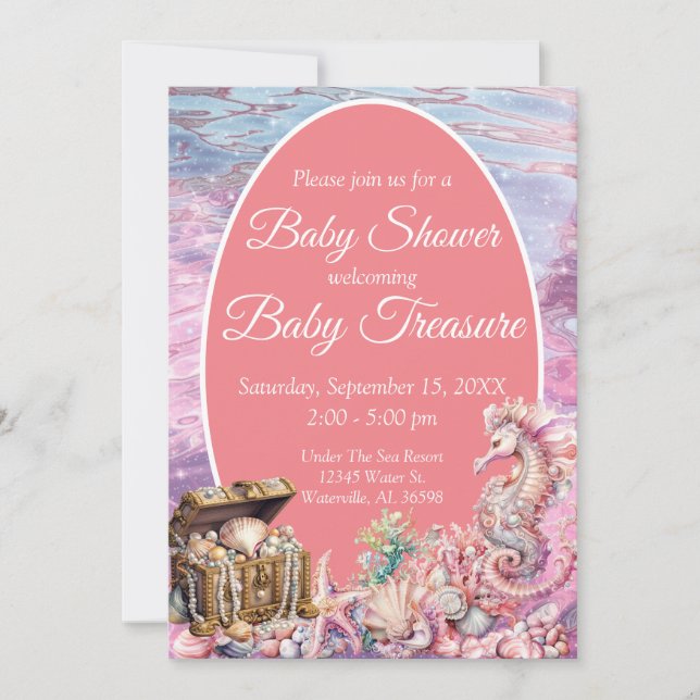 Invitation Sous Le Baby shower Marin (Devant)