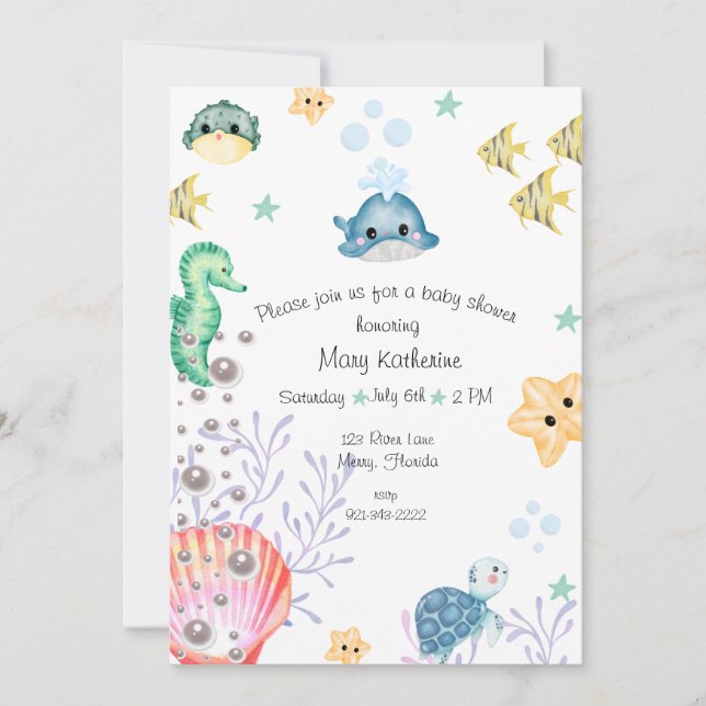 Invitation Sous le Baby shower marin (Devant)