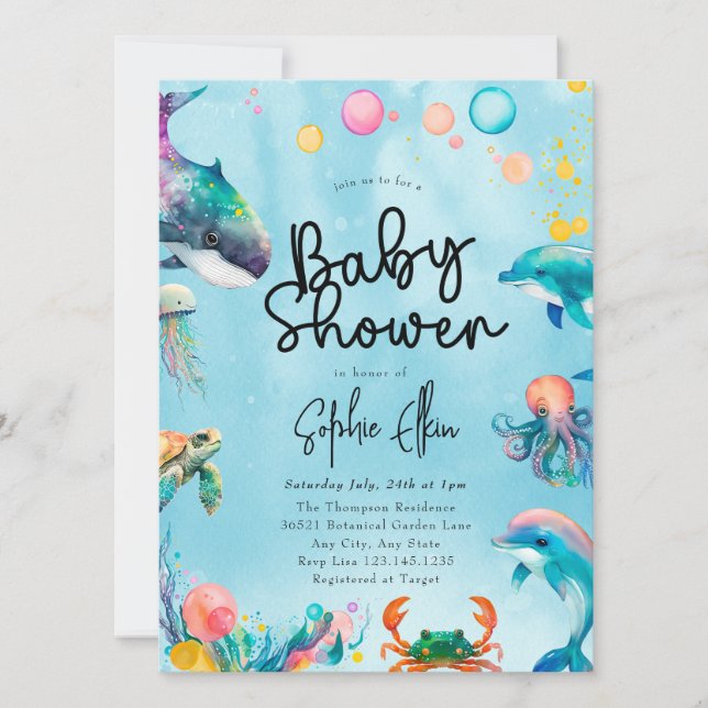 Invitation Sous le Baby shower marin (Devant)