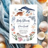 Sous le Baby shower marin des animaux marins