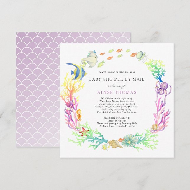 Invitation Sous Le Baby shower Maritime Par La Poste (Devant / Derrière)