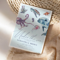 Sous le Baby shower Océanique de l'aquarelle de la