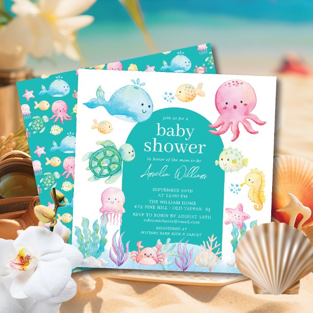Invitation Sous le Baby shower Sea Adventure (Créateur téléchargé)