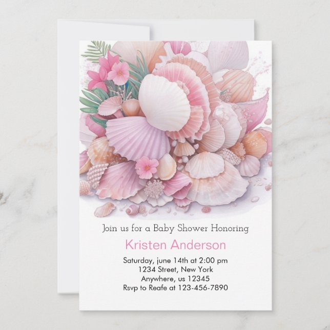 Invitation Sous le Baby shower Sea Shell Delight (Devant)