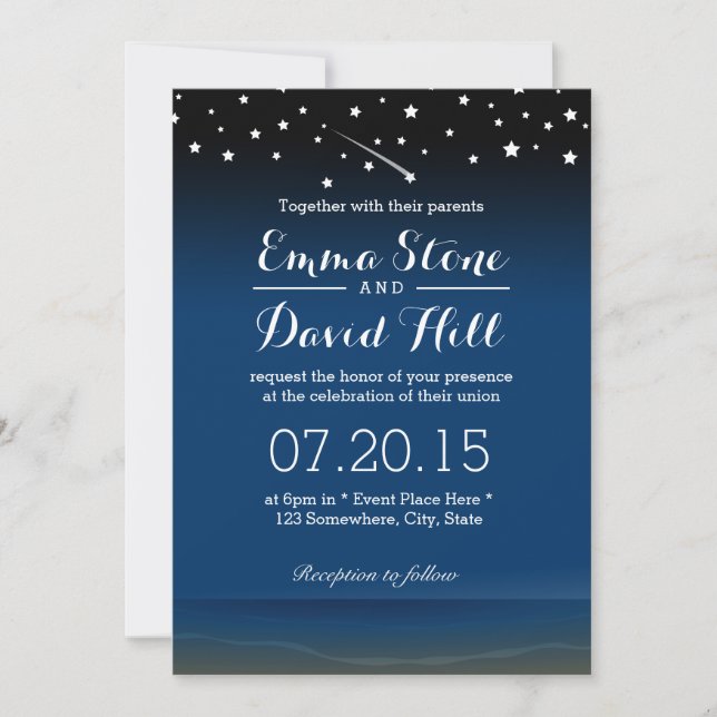 Invitation Sous le mariage de Stars Beach (Devant)
