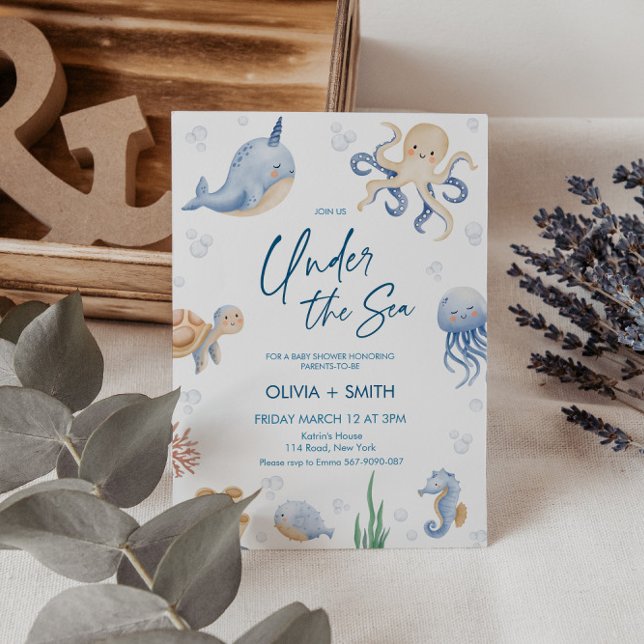 Invitation Sous le parti Baby shower de la mer (Créateur téléchargé)