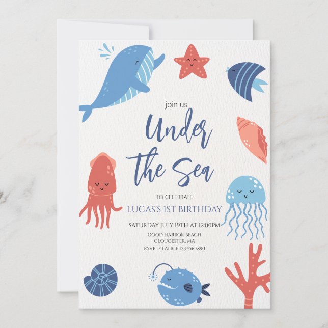 Invitation Sous le Sea Boy Anniversaire (Devant)