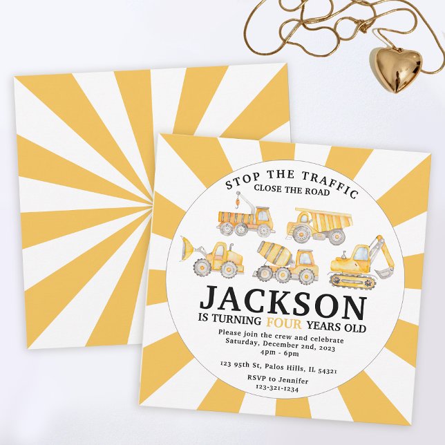 Invitation Sous les camions du chantier de construction invit (Créateur téléchargé)