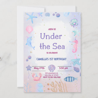 Invitation Sous l'invitation d'anniversaire de la mer