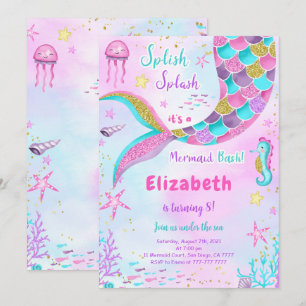 Invitation Sous l'invitation d'anniversaire de la sirène de m