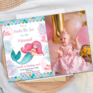Invitation Sous l'invitation d'anniversaire de la sirène de m