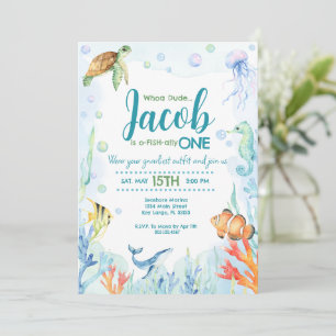 Invitation Sous l'invitation d'anniversaire Sea Ocean Animals