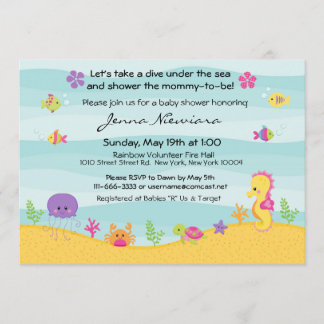 Invitation Sous l'invitation de baby shower de mer