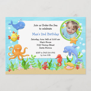 Invitation Sous l'invitation de fête d'anniversaire de mer