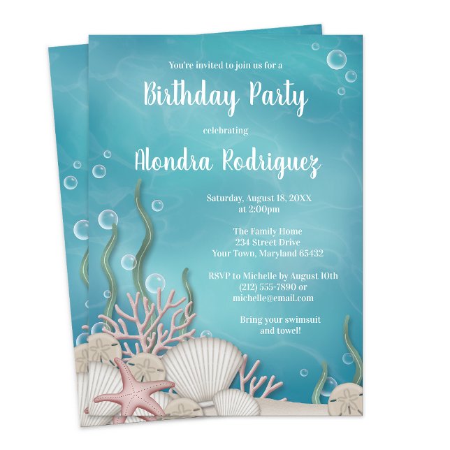 Invitation Sous l'invitation de la fête d'anniversaire de la  (Under the Sea Birthday Party Invitation from Artistically Invited on Zazzle.)