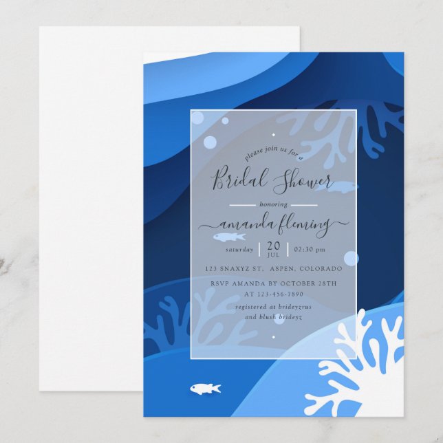 Invitation Sous l'invitation de la mer Nautique nuptiale douc (Devant / Derrière)
