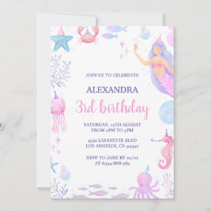 Invitation Sous l'invitation de la sirène pour 3ème anniversa