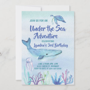 Invitation Sous l'invitation de l'anniversaire de enfant Sea 