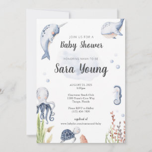 Invitation Sous l'invitation du Baby shower d'aquarelle de me