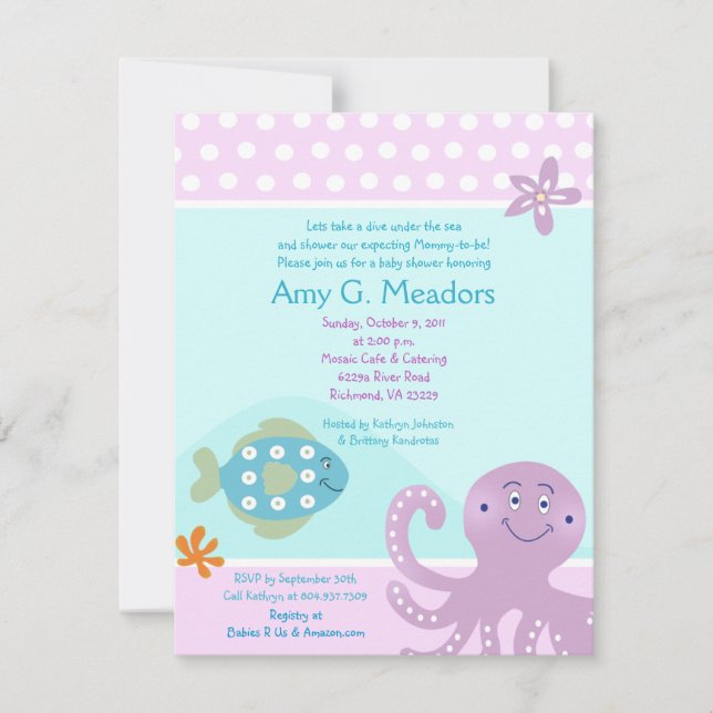 Invitation Sous l'invitation du Baby shower de l'océan Mer (Devant)