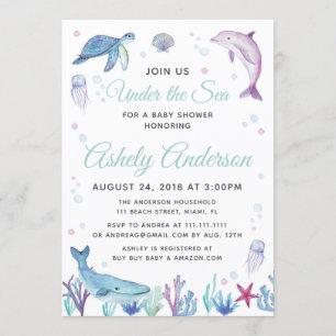 Invitation Sous l'invitation du Baby shower de l'océan Mer