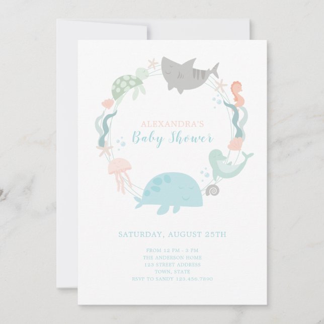 Invitation Sous L'Invitation Du Baby shower Maritime (Devant)