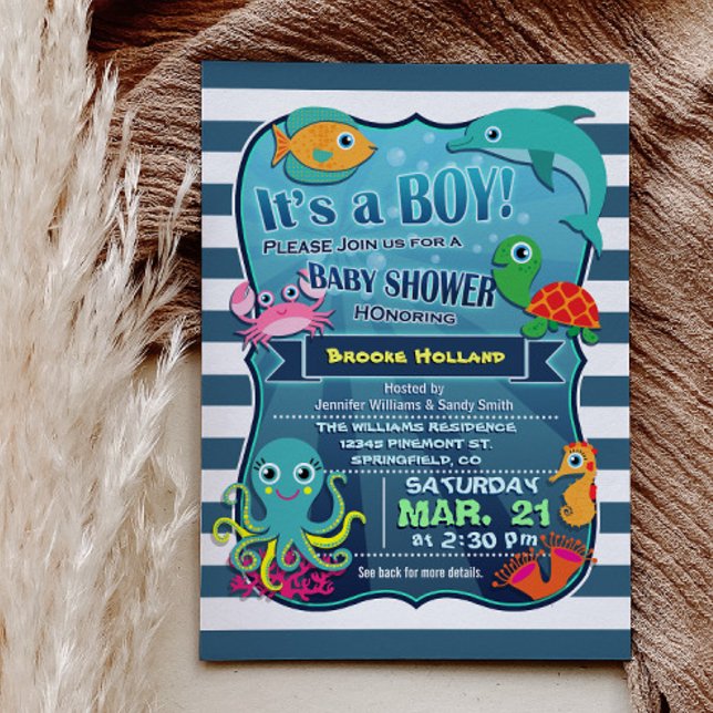 Invitation Sous l'invitation du Baby shower Sea Boy (Créateur téléchargé)