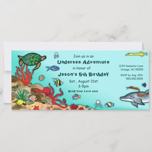 Invitation Sous l'invitation Sea-Ocean Life (Devant)