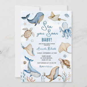 Invitation Sous l'océan à bientôt Baby Shower