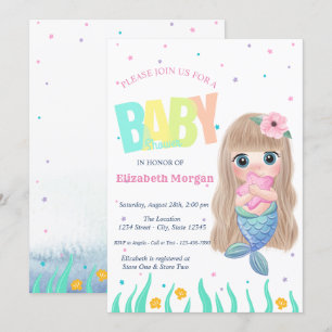 Invitation Sous l'océan, Baby Shower étoile de coquillage de