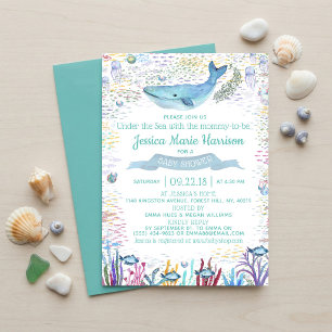Invitation Sous l'océan Baby Shower sur le thème de l'océan