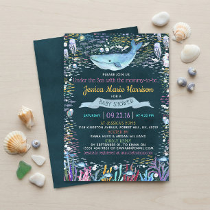Invitation Sous l'océan Baby Shower sur le thème de l'océan
