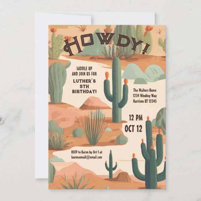 Invitation Southwestern Cowboy Boys Birthday (Devant)