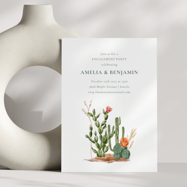 Invitation Southwestern Desert Cactus Engagement Party (Créateur téléchargé)