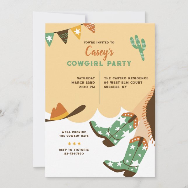 Invitation Southwestern Girl Birthday Party (Devant)