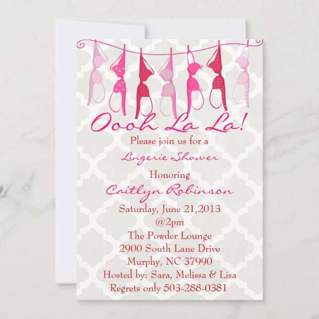 Invitation Soutien-gorge mignon nuptiale/invitation douche de (Devant)