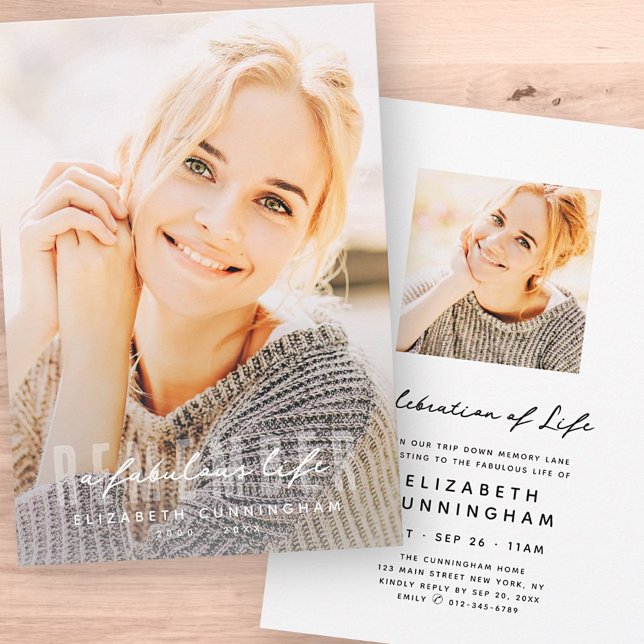 Invitation Souvenez-vous d'une vie fabuleuse Mémorial photo m (Créateur téléchargé)