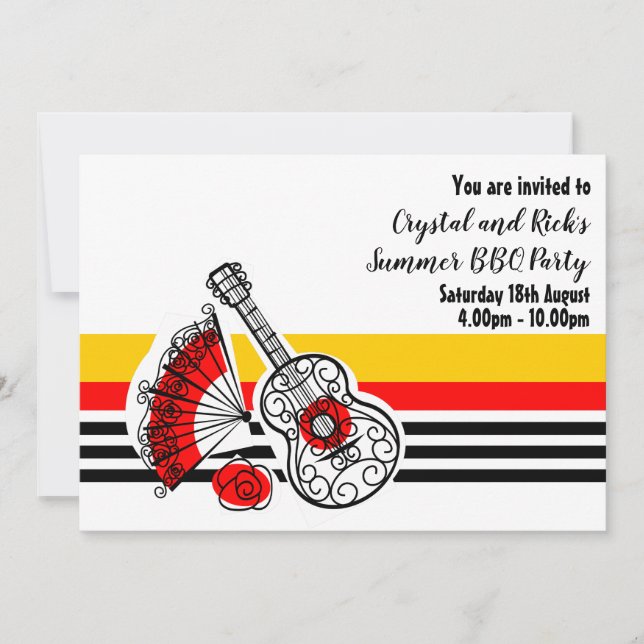 Invitation Souvenirs espagnols rayure classique horizontale (Devant)