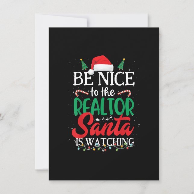 Invitation Soyez gentil avec le Realtor Père Noël regarde Noë (Devant)