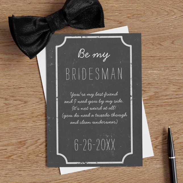 Invitation Soyez mon Bridesman Demander Chalkboard Mariage Fl (A rustic chalkboard vibe with space for your Bridesman's name, your proposal message & wedding date)
