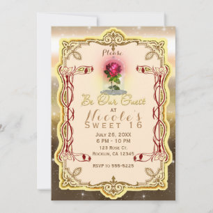 Invitation Soyez notre invité Red Enchanted Magique Red Rose 