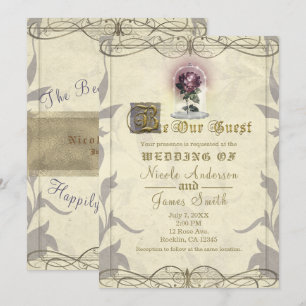 Invitation Soyez Notre Invité Rose Enchanté Gold Vintage Wedd