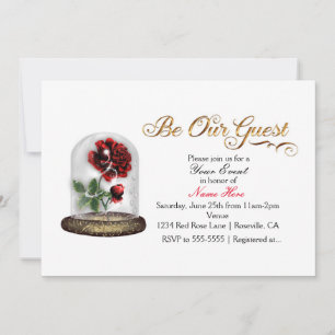 Invitation Soyez notre invité Rose rouge dans un verre Élégan