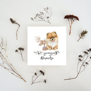 Invitation Soyez vous-même mignon chiot Pomeranian à côté de 