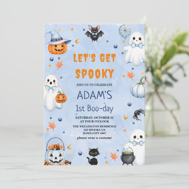 Invitation Soyons éffrayants Halloween 1er Boo-day Anniversai (Debout devant)