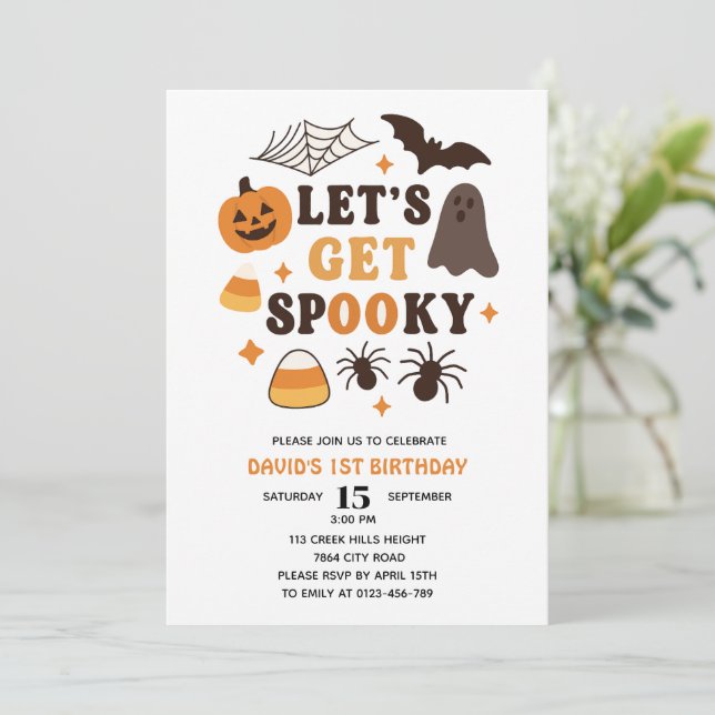 Invitation Soyons Éffrayants Halloween mignon anniversaire (Debout devant)
