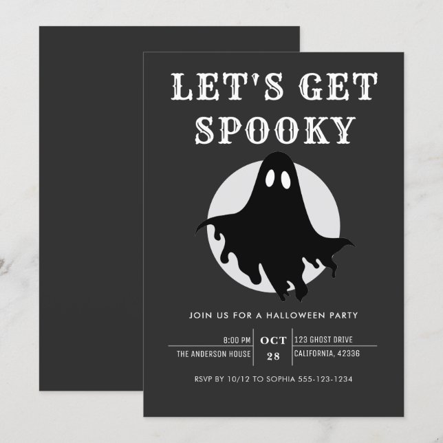 Invitation Soyons Éffrayants Moderne Chic Halloween Party Inv (Devant / Derrière)