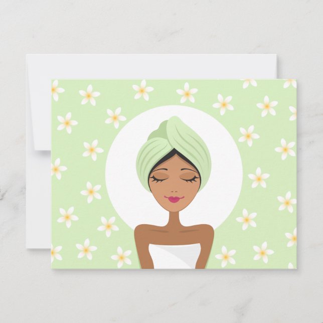 Invitation Spa à la fête d'anniversaire avec plumé (Devant)