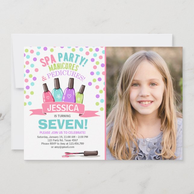 Invitation Spa à l'anniversaire Manicures Salon ro (Devant)