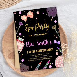 Invitation Spa Black Parties scintillant Spa Anniversaire Inv